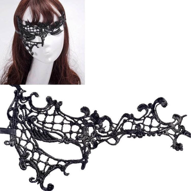 Face Lace Mask For Halloween Masquerade Semi-Eyed Elegant Party Accessory - black handmade eco-friendly lace eye mask with strap