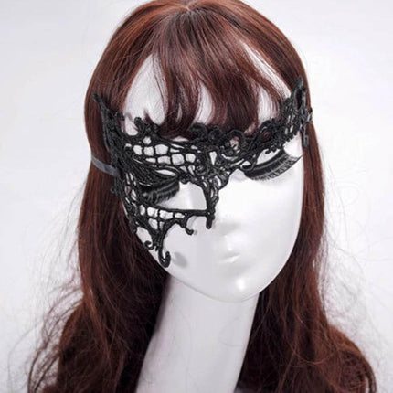 Face Lace Mask For Halloween Masquerade Semi-Eyed Elegant Party Accessory - black handmade eco-friendly lace eye mask with strap