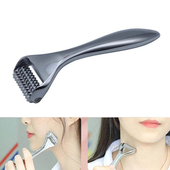 Face Slimming Roller Facial Massager With Barbed Metal Rollers compact 144-needle barbed metal roller for contouring, lifting, smoothing and better product absorption