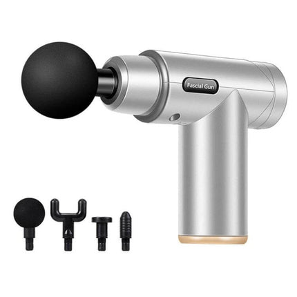 Fascia Massager Mini For Everyday Full Body Relief - compact handheld fascia gun with four heads for shoulders, calves and full-body muscle recovery
