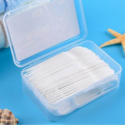 Fawnmum Ultra-Fine Dental Floss Rods, 50 Pcs Per Box, 2 Boxes - compact travel case with 100 slim white floss rods for precise gumline cleaning