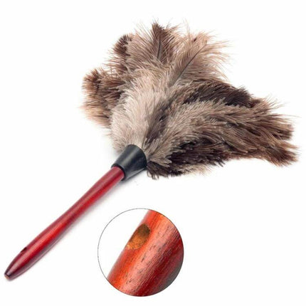 Feather Duster Brush Wooden Handle For Household And Car Dusting - natural ostrich feathers with polished wooden handle, long-reach soft duster for home and car