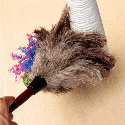 Feather Duster Brush Wooden Handle For Household And Car Dusting – natural ostrich feather duster with wooden handle cleaning shelves and car interior