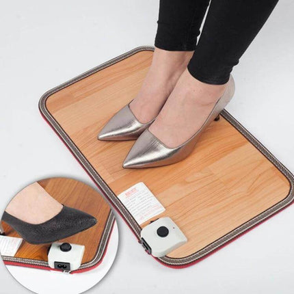 Feet Warmer Heating Mat 50x30cm Keeps Feet Warm At Home Or Office leather under-desk pad with adjustable 0–50°C heating, 50W, quick 1–3 min warmth