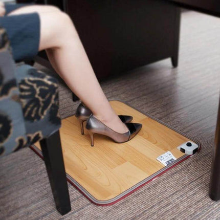 Feet Warmer Heating Mat 50x30cm Keeps Feet Warm At Home Or Office - leather under-desk heated mat for office or home, quick warmth in 1–3 mins