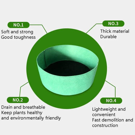 Felt Planting Barrel Indoor Round Plant Bag 50x20cm - breathable non-woven fabric planter for indoor herb gardens, lightweight and durable