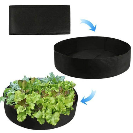 Felt Planting Barrel Plant Bag for Indoor Seedlings 127x30cm - collapsible breathable round grow bag with lettuce seedlings