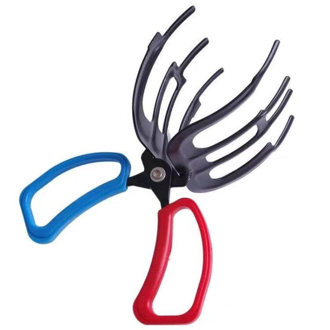Fish Control Pliers 2 Claw For Safe Hand Use While Fishing - corrosion-resistant metal claws with red and blue ABS handles for secure one-handed grip