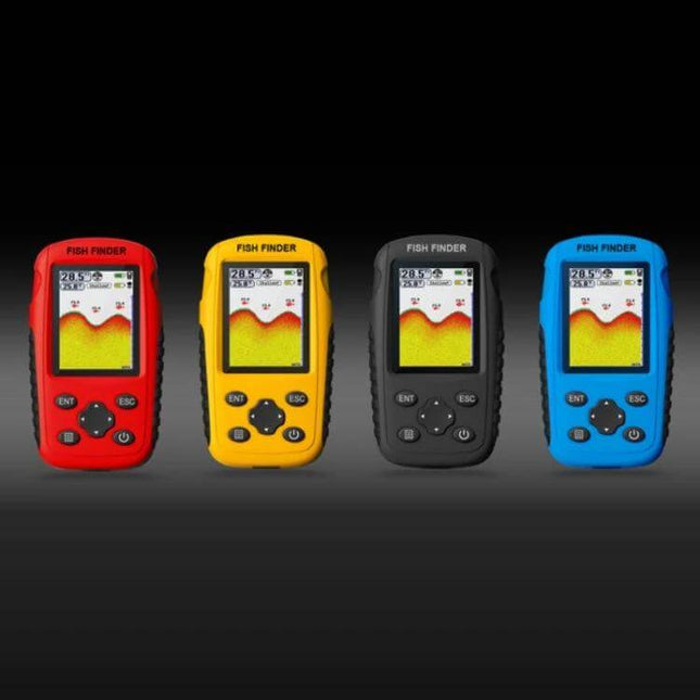 Fish Finder With 2.6 Inch Color HD Screen For Freshwater Fishing - compact 2.6" color display fish finder shown in red, yellow, black and blue