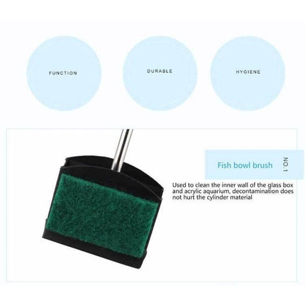 Fish Tank Cleaning Brush 36cm For Glass And Acrylic Tanks - stainless steel pole with sponge and soft scraper for algae removal