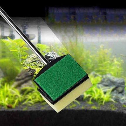 Fish Tank Cleaning Brush 36cm For Glass And Acrylic Tanks - stainless pole with sponge and soft seaweed scraper cleaning aquarium walls