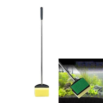 Fish Tank Cleaning Brush 36cm For Glass And Acrylic Tanks - stainless pole with sponge and soft scraper for algae and moss removal