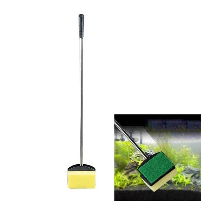 Fish Tank Cleaning Brush 36cm For Glass And Acrylic Tanks - stainless pole with sponge and soft scraper for algae and moss removal