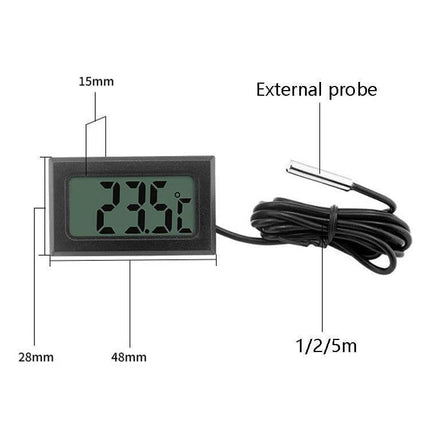 Fish Tank Digital Thermometer With Waterproof Probe, 5m compact display with 5m waterproof external probe showing 23.5°C for aquariums