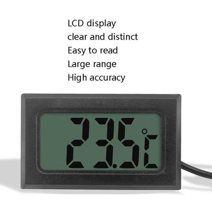 Fish Tank Digital Thermometer With Waterproof Probe, 5m compact LCD display showing 23.5°C with waterproof external probe cable