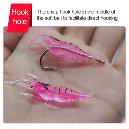 Fishing Soft Artificial Shrimp Bait Lures 4cm pink lifelike soft shrimp with hook hole and flexible tail for freshwater and coastal fishing