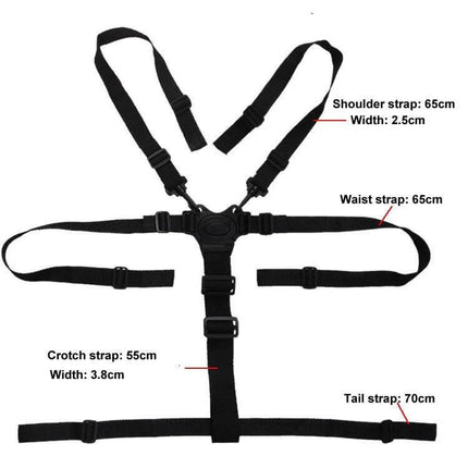 Five Point Child Safety Belt For Stroller Seats Everyday Use – adjustable 2.5cm polyester straps for stroller, highchair, tricycle safety