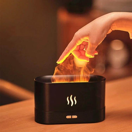 Flame Aroma Diffuser Night Light Humidifier White For Home Use - white tabletop diffuser with simulated flame light, adjustable brightness and humidifier function