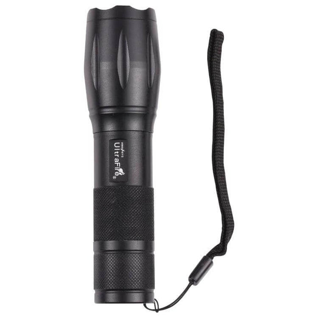 Flashlight For Outdoor Use Zoomable Aluminum Alloy Pocket Light compact black zoomable aluminum alloy pocket flashlight with wrist strap