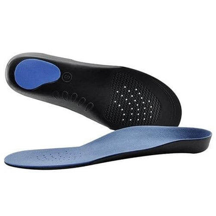 Flatfoot Orthotics Insoles With Arch Support All Sizes Available - blue contoured EVA insoles with heel cup for flat feet and plantar fasciitis