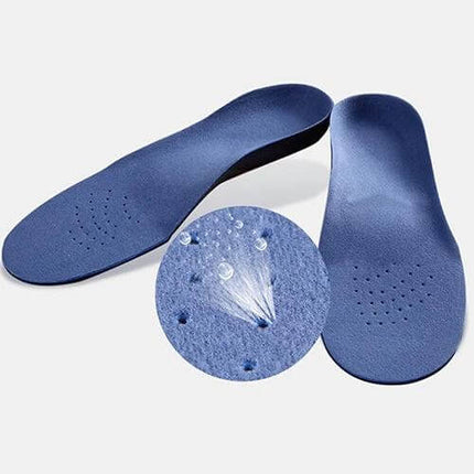Flatfoot Orthotics Insoles With Arch Support All Sizes Available - contoured blue EVA insoles for flat feet, plantar fasciitis and overpronation