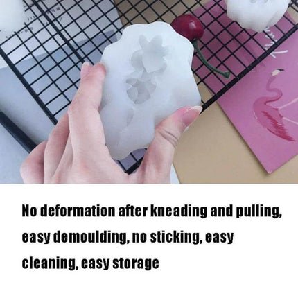 Fleshy 3D Silicone Mold For Soap And Candles Aromatherapy held to show easy demolding, non-stick food-grade silicone for DIY soaps and candles