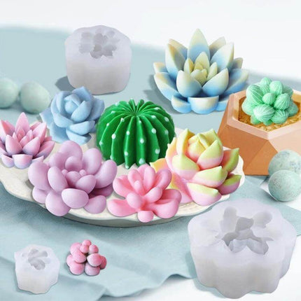 Fleshy 3D Silicone Mold For Soap And Candles Aromatherapy succulent-shaped soap and candle toppers made with food-grade non-stick silicone mold