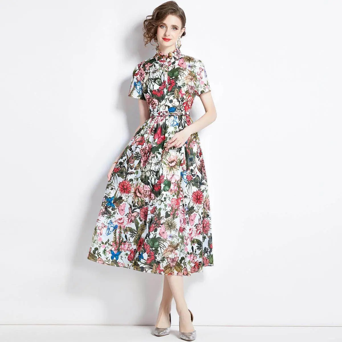 Floral Print Slim Fit Short Sleeve Dress for All Occasions