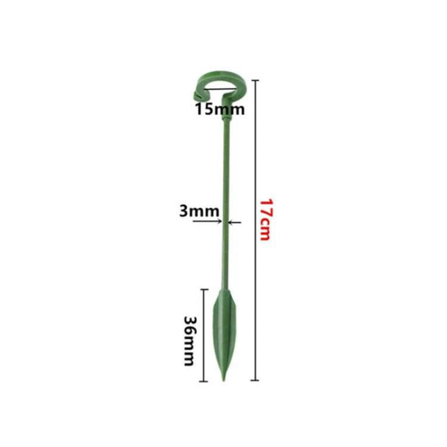 Flower Shape Plant Support Rods, 10 Pieces, 17 to 58 cm - single green 17cm fiberglass plant stake with flower-shaped top, 3mm shaft and 36mm pointed base