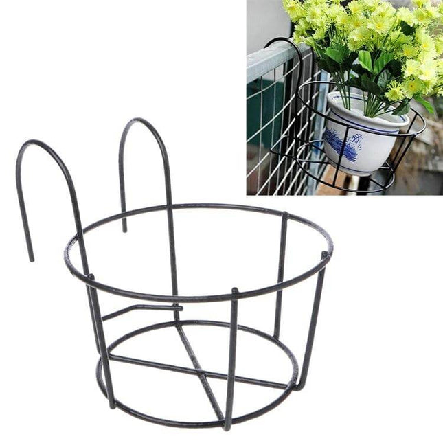 Flower Stand Wall-Mounted For Balcony Plants And Pots iron wall-mounted pot holder for balcony railing, corrosion-resistant, four sizes