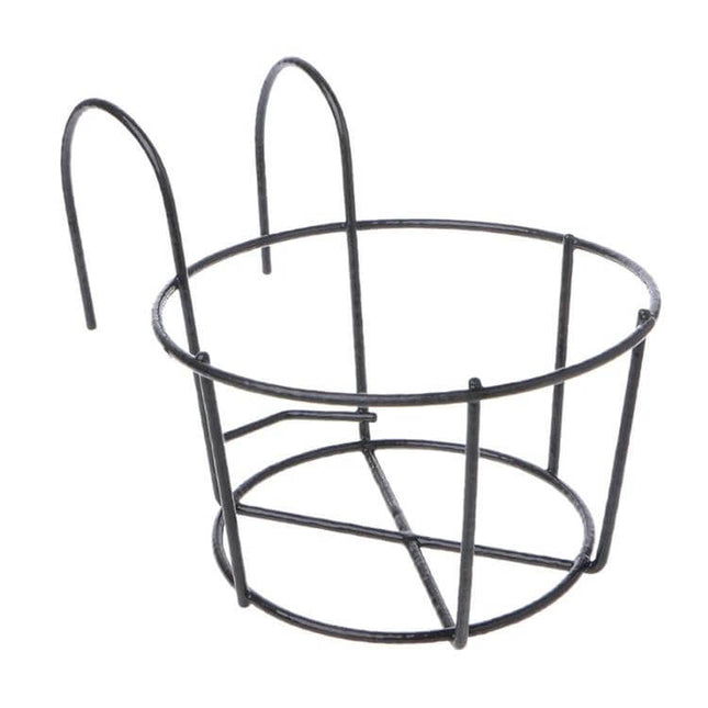Flower Stand Wall-Mounted For Balcony Plants And Pots black iron round hanging pot holder for balcony railing, corrosion-resistant, sturdy design