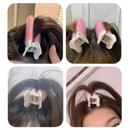 Fluffy Hair Clips For Volumizing Roots shown clipped at crown to lift roots and create natural fluffy volume without heat