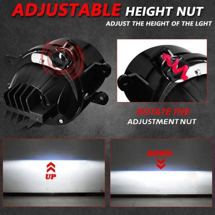 Fog Lights Dual Lens For All Weather Driving Everyday Use adjustable height nut, aluminum housing, 55W, waterproof fog light with up/down beam adjustment