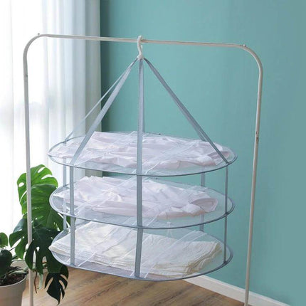 Foldable Clothes Drying Rack With Net 61 x 76cm For Sweaters - 3-tier mesh flat drying rack for sweaters and delicates, compact for apartments