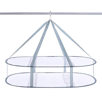 Foldable Clothes Drying Rack With Net 61 x 76cm For Sweaters compact double-layer mesh rack for sweaters and delicates, stainless steel rings, apartment-friendly