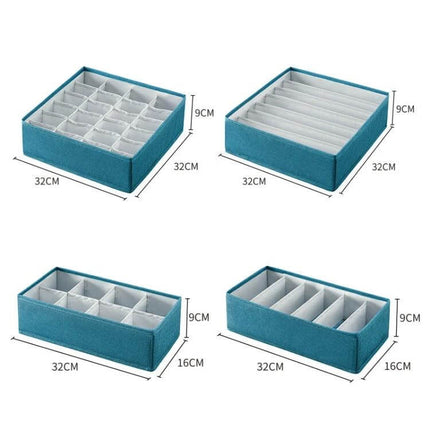Foldable Drawer Clothes Storage Box, 24 Grids Gray - 24-compartment gray fabric organizer for socks, underwear, belts in drawers and closets