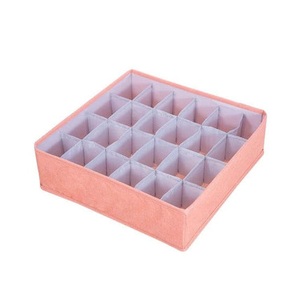 Foldable Drawer Clothes Storage Box, 24 Grids Gray - compact 24-compartment organizer for socks, underwear, scarves in dresser or closet