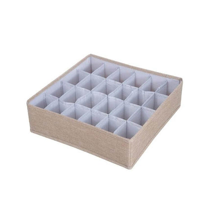 Foldable Drawer Clothes Storage Box, 24 Grids Gray - compact 24-compartment organizer for socks, underwear, scarves in dresser or closet