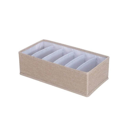 Alt Tag: Foldable Drawer Clothes Storage Box, 24 Grids Gray - 24-compartment gray fabric organizer for socks, underwear and accessories