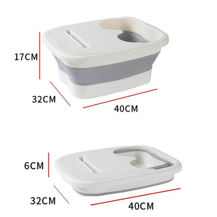 Foldable Foot Bath Bucket 15L For Easy Home Soak And Massage – collapsible 15L foot spa with acupressure dots, folds to 60mm for compact storage