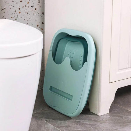 Foldable Foot Bath Bucket 15L For Easy Home Soak And Massage - compact mint green foldable foot soak with acupressure nodules, 15L capacity, slim storage