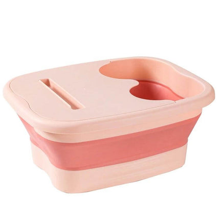 Foldable Foot Bath Bucket 15L For Easy Home Soak And Massage - pink collapsible 15L foot soak with acupressure sole nodes, compact 60mm folded storage