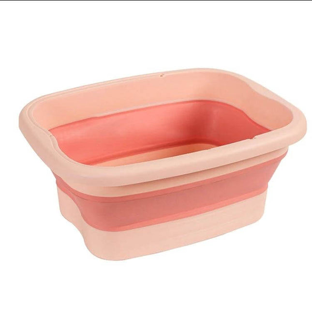 Foldable Foot Bath Bucket 15L For Easy Home Soak And Massage - collapsible pink foot soak tub with raised acupressure sole dots, 15L capacity