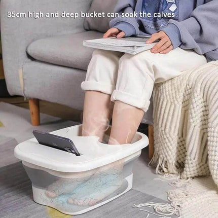 Foldable Foot Bath Bucket 15L For Easy Home Soak And Massage - compact 15L foot soak with acupressure dots, foldable to 60mm for easy storage