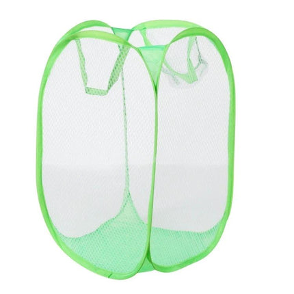 Foldable Pop Up Laundry Basket 50.5x32x26.5 cm For Home Use - green nylon mesh pop up hamper, breathable foldable laundry storage