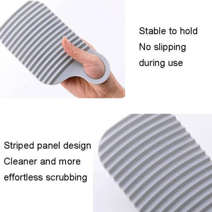 Foldable Soft Silicone Laundry Board White For Home Use – compact foldable silicone scrub board with striped panel and thumb loop for gentle delicates