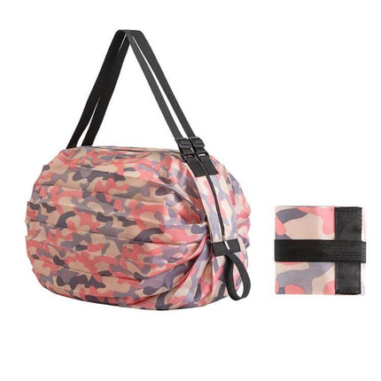 Foldable Travel Shopping Bag For Everyday Errands Navy - Compact camo-print foldable tote with shoulder strap, lightweight tear-resistant nylon for groceries and travel