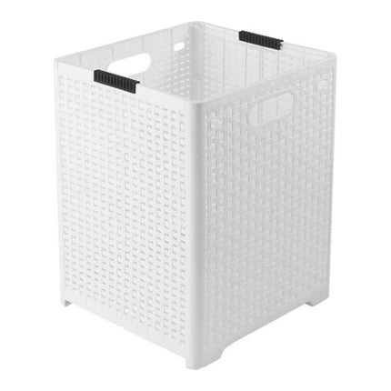 Foldable Wall Mounted Dirty Clothes Basket For Bathroom white woven-look PP wall-mounted laundry bin, foldable space-saving design