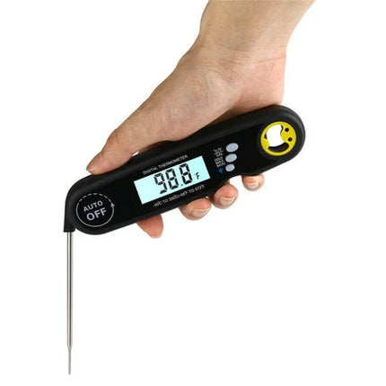 Foldable Waterproof Food Thermometer For Kitchen And Barbecue - handheld foldable probe showing digital temperature reading