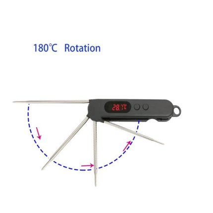 Folding Digital Meat Thermometer Wireless Instant Read For Grilling showing 180° folding probe, digital display and magnetic back